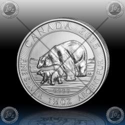 1.5oz KANADA 8 Dollars "Polarni medved z mladičem" 2015